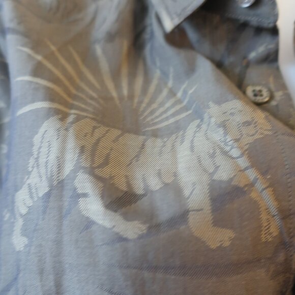 Mens Versace Jeans Olive Green Monochromatic Tiger Image Print Shirt M * - Picture 4 of 11